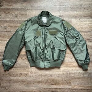 Vintage 90s US Military Pilot Green Bomber Jacket
